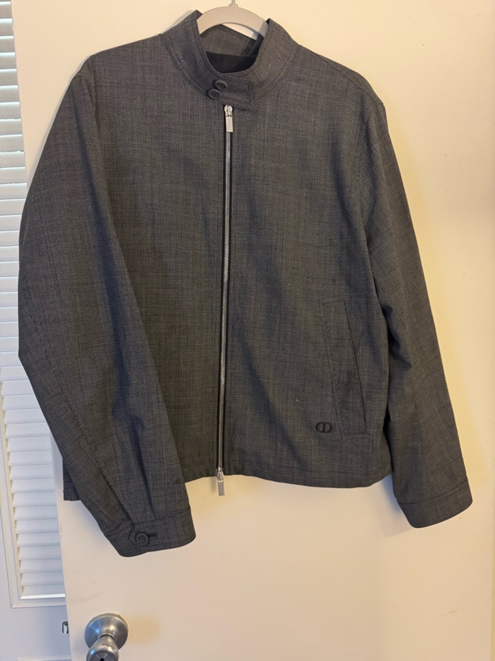 Dior Men's Charcoal Zip light weight wool Collar Jacket